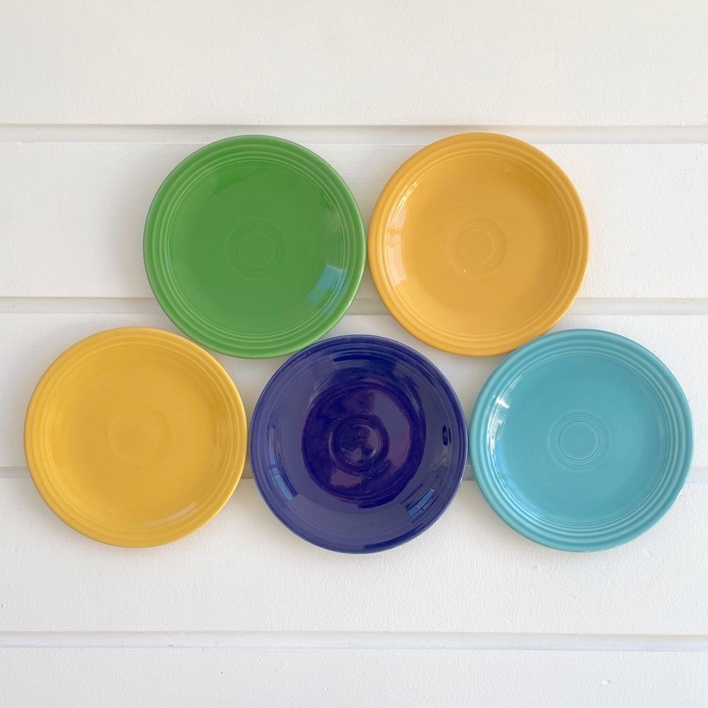Fiesta Fiestaware Vintage Yellow, Turquoise, Cobalt, & Medium Green Bread Plates
